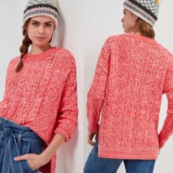 Anthropologie Sweaters - NWOT JASMINE CABLE KNIT PILCRO ANTHROPOLOGIE. Orange/Pink S